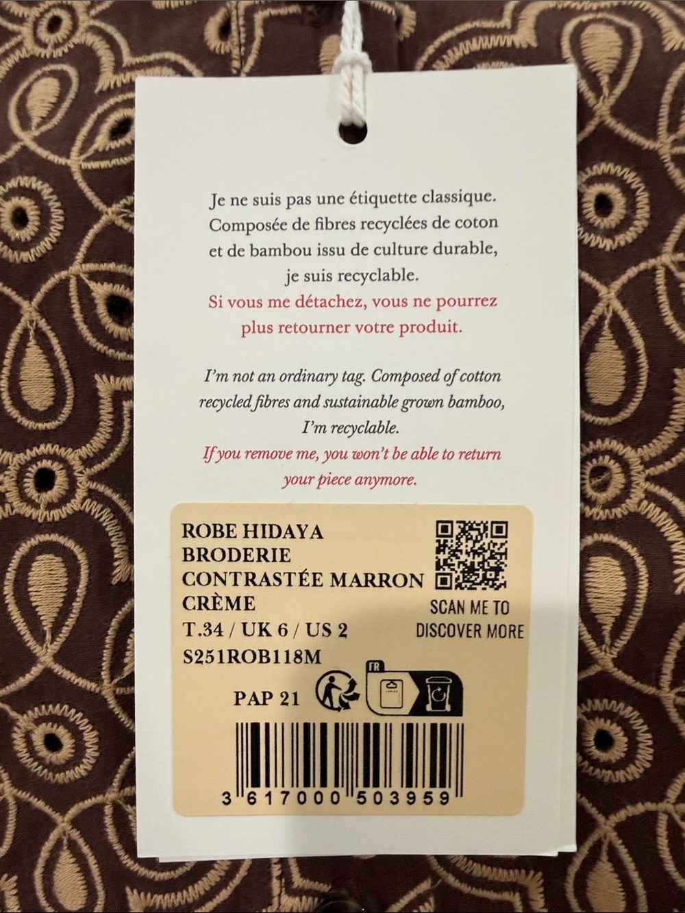 Sezane Hidaya Brown Patterned Mini Dress - Picture 5 of 5
